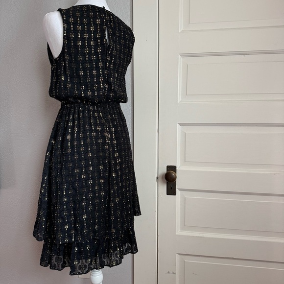 NWOT Maison Jules Black & Gold Metallic Tiered A-Line Dress – Size S - Picture 6 of 9